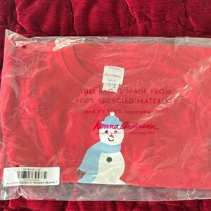 Hanna Andersson Kids Red Tee with Snowman Design